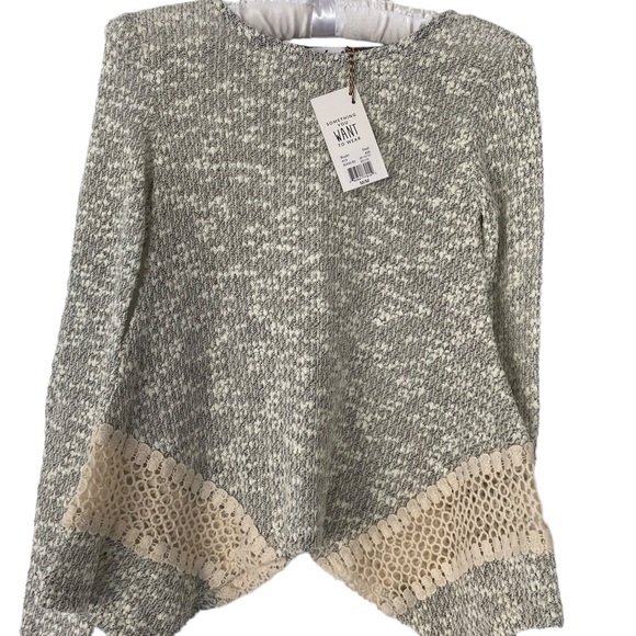 Girls Grey Sweater Top with Lacey Inserts - 10 Years old - Picture 2 of 6